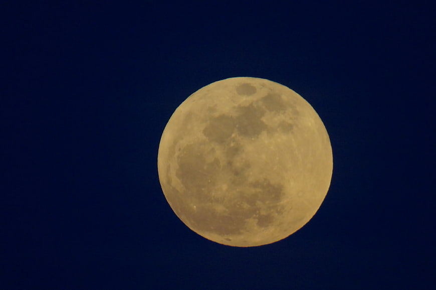 Full Moon in Dark Blue Night Sky