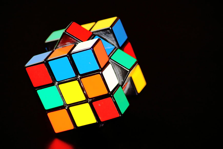 Colorful 3x3 Rubik's Cube on Black Background
