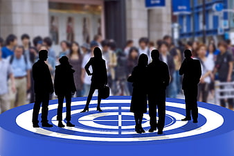 Business Silhouettes On Blue Target Graphic