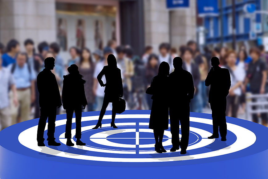 Business Silhouettes On Blue Target Graphic