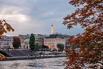 Eiffel Tower View from Seine River in Autumn