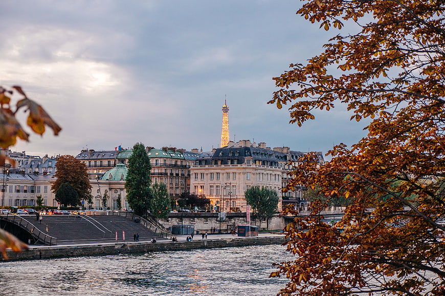 Eiffel Tower View from Seine River in Autumn
