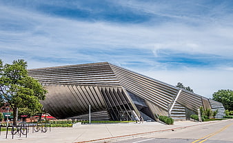 Modern angular metal architecture building exterior