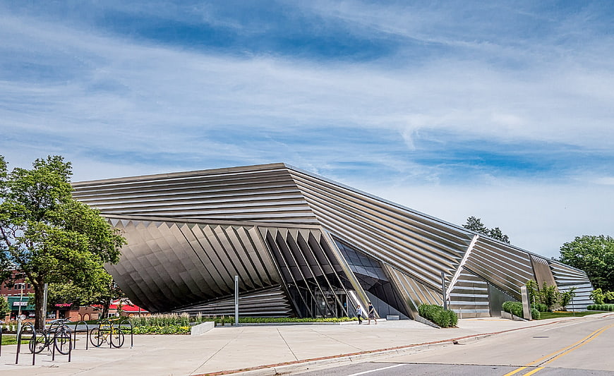Modern angular metal architecture building exterior