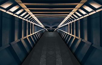 Futuristic Sci-Fi Corridor with Symmetrical Lighting