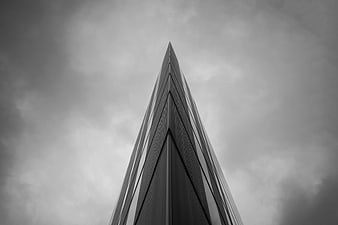 Black and white low angle skyscraper architecture