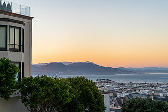 San Francisco Sunset View with Golden Gate Bridge and Bay