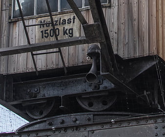 Vintage Industrial Crane Detail with Weight Sign