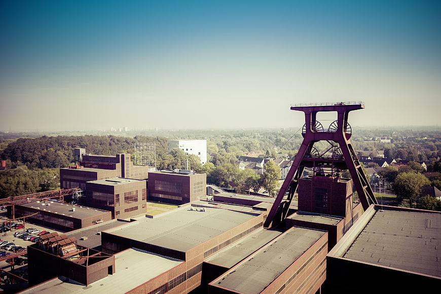 Aerial View of Industrial Mining Tower and Brick Complex