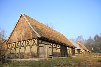 Traditional Thatched Roof Barn in Open Air Museum