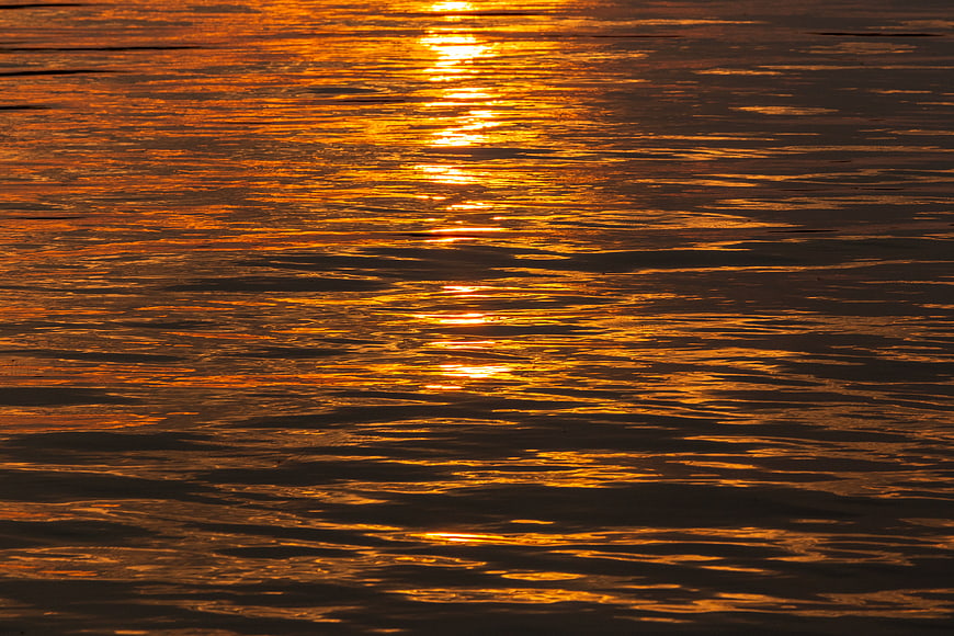 Golden Sunlight Reflection on Rippling Water Surface