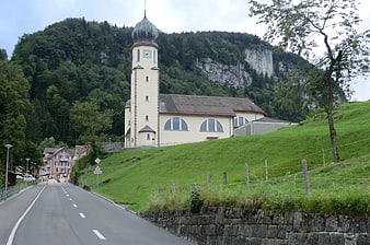 Church on a hillside in Seelisberg, Switzerland