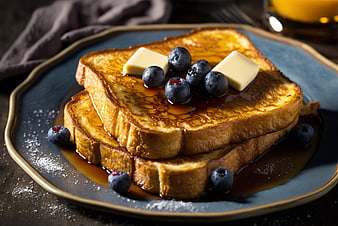 Golden French Toast with Blueberries and Butter
