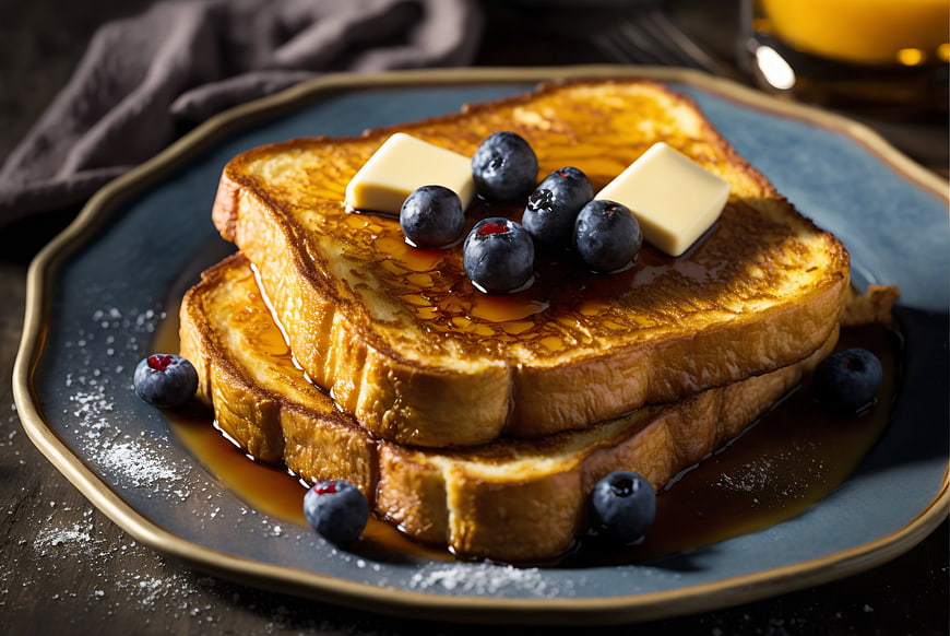 Golden French Toast with Blueberries and Butter