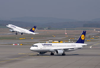 Lufthansa Airbus A320 Takeoff and Taxiing at Zurich Airport