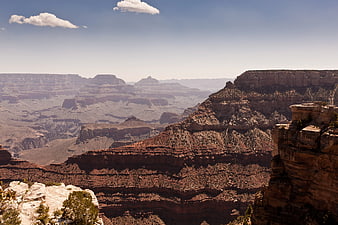 Grand Canyon Landscape with Blue Sky and White Clouds
