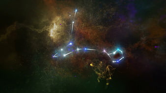 Cancer Constellation Illustration With Zodiac Stars And Nebula Background