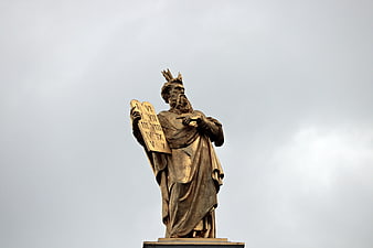 Golden Statue of Moses Holding Ten Commandments Tablets