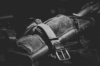 Vintage Leather Camera Bag in Black and White