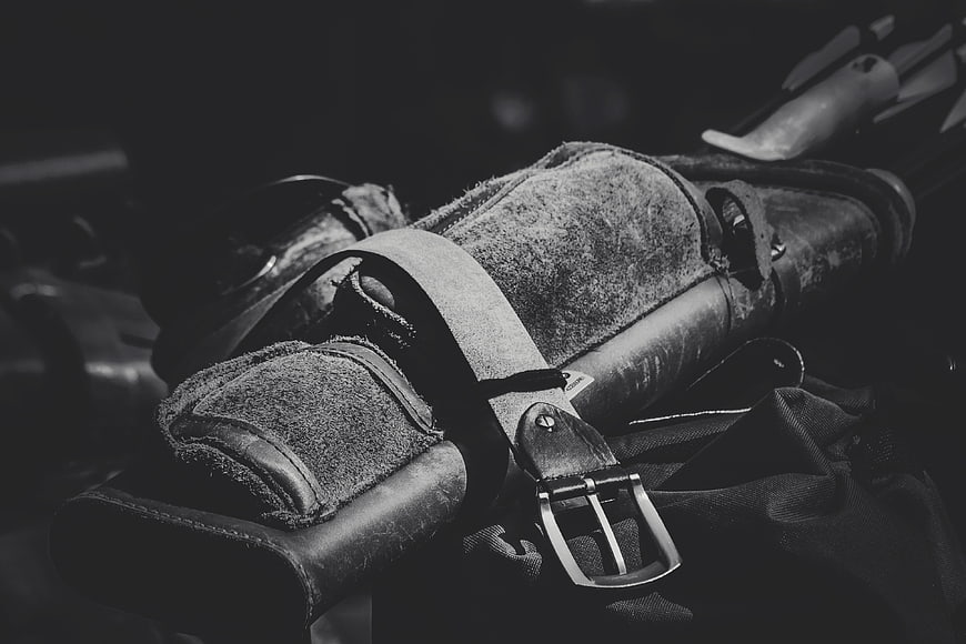 Vintage Leather Camera Bag in Black and White