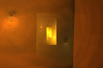 Abstract fractal art with nested golden doors and warm light
