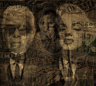 Grungy Collage of US Twenty Dollar Bills