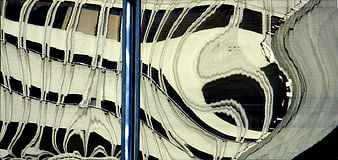 Abstract distorted building reflection on glass facade