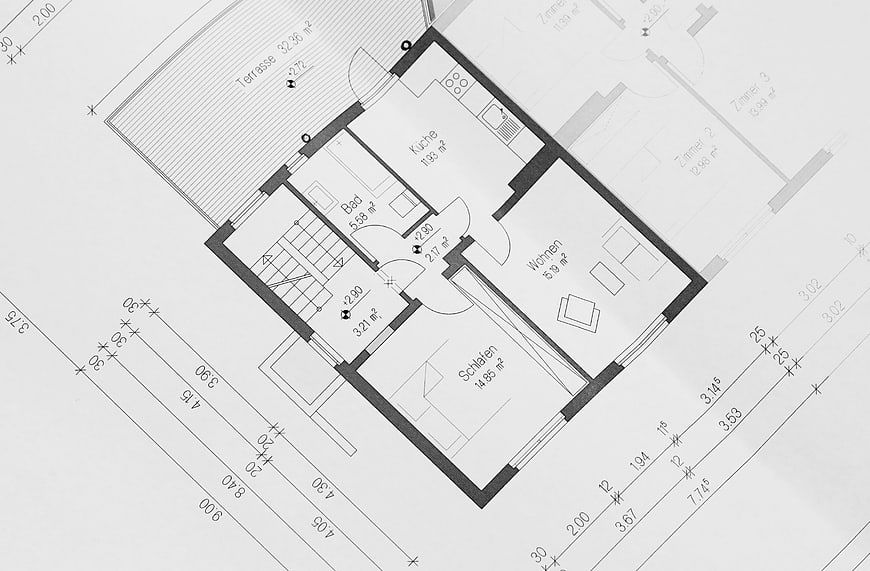 Architectural floor plan blueprint with room dimensions and layout