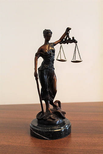 Bronze Lady Justice Statue with Scales and Sword