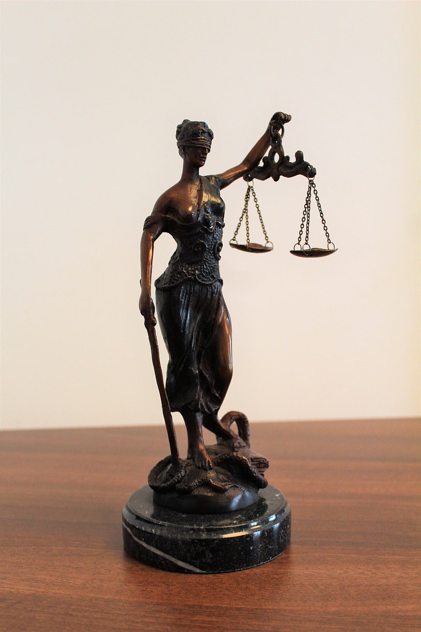 Bronze Lady Justice Statue with Scales and Sword
