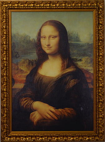 Framed Mona Lisa Portrait Painting in Museum
