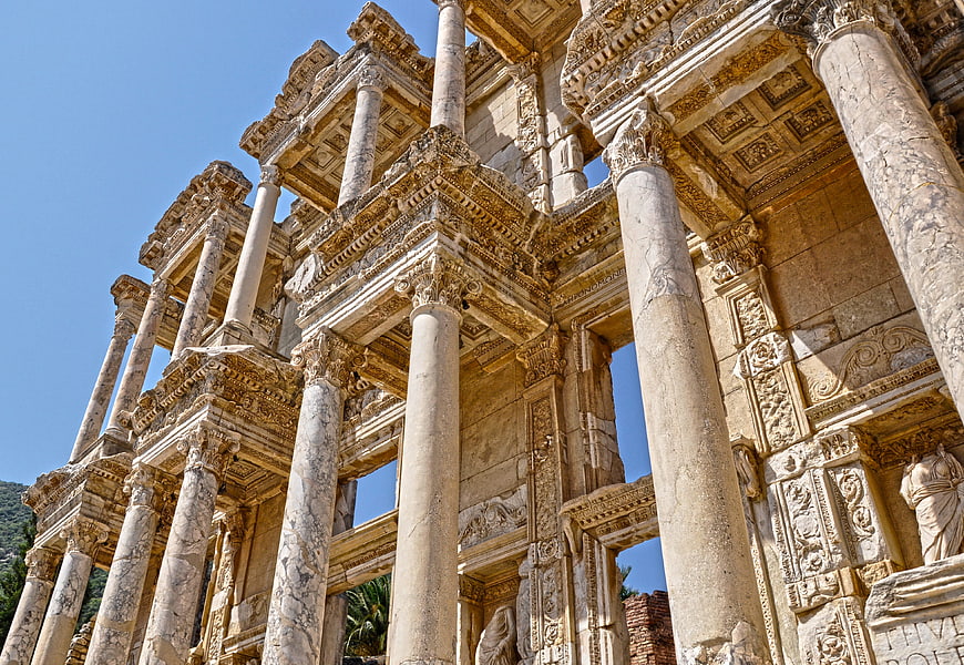 Ancient Library of Celsus facade in Ephesus, Turkey