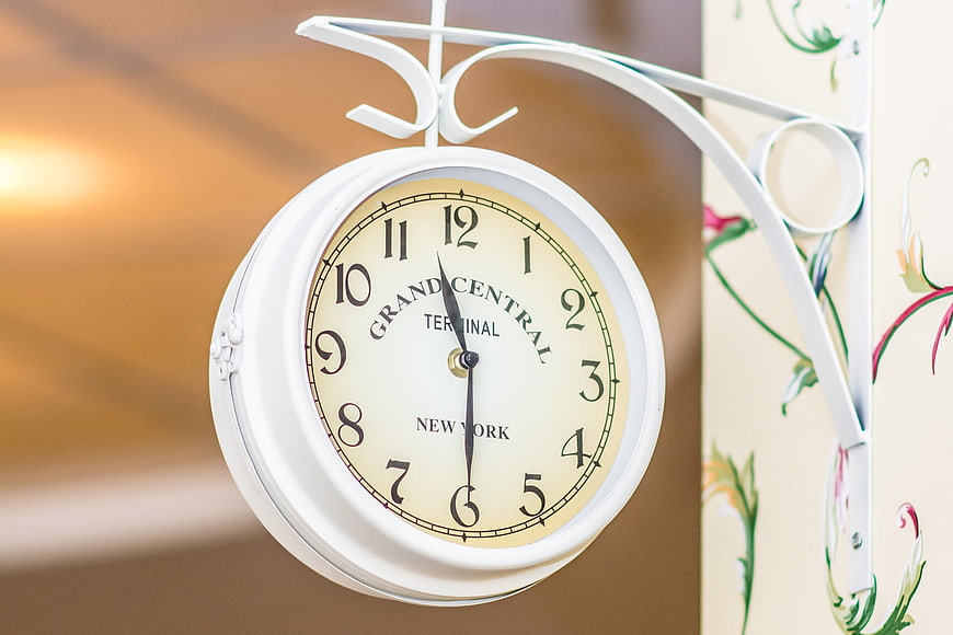 Vintage Grand Central Terminal Clock on White Bracket