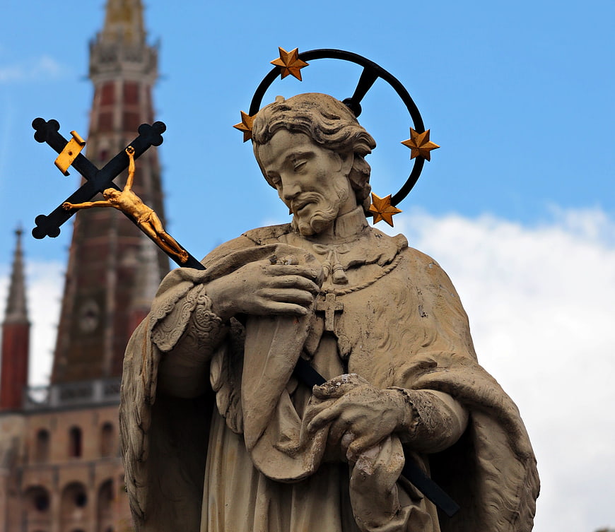 Statue of Saint John of Nepomuk in Bruges, Belgium