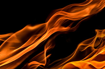 Abstract Orange Fire Flames on Black Background