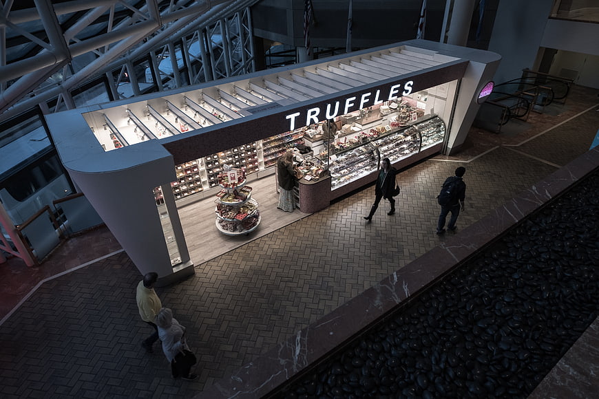 High angle view of Truffles store in modern shopping mall