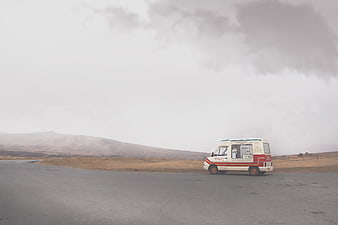 Vintage Ice Cream Truck on Desolate Road