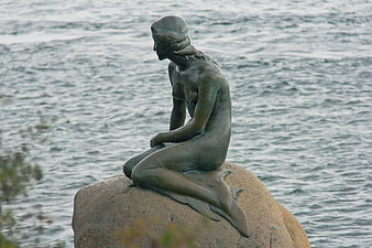 The Little Mermaid Statue in Copenhagen, Denmark