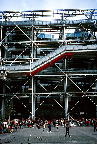 Centre Pompidou Paris Architecture with Crowds