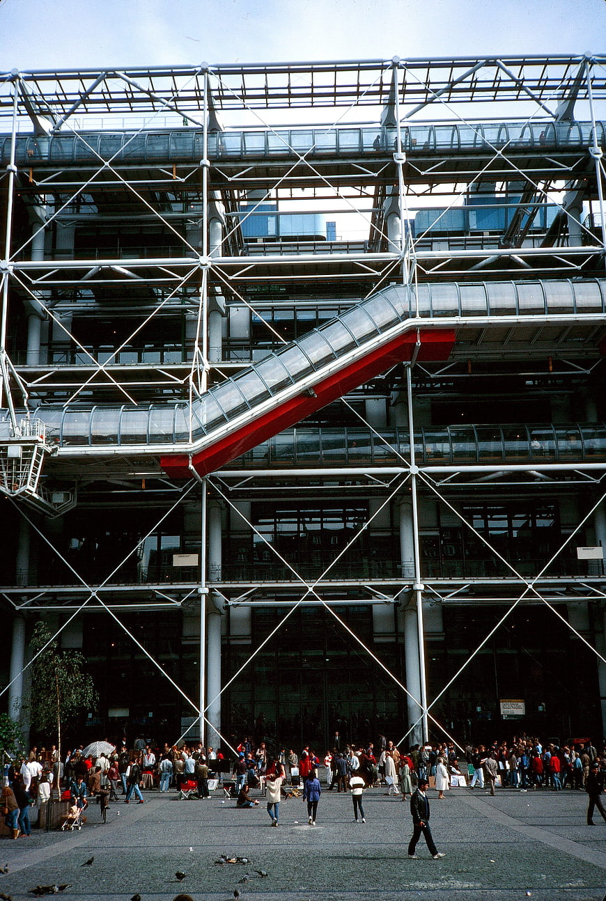 Centre Pompidou Paris Architecture with Crowds