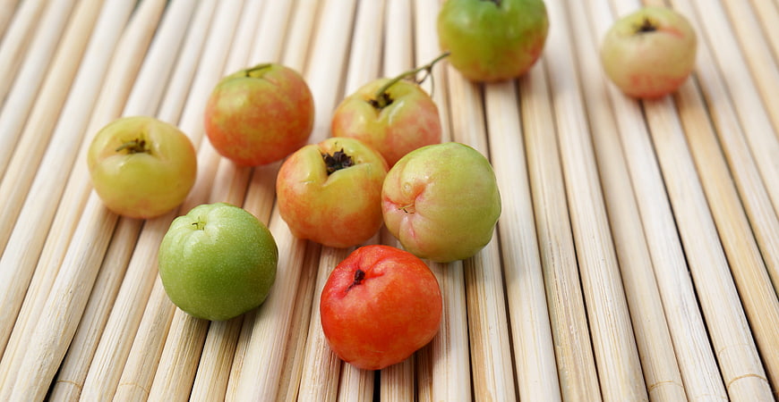 Fresh Indian Gooseberries on Bamboo Mat