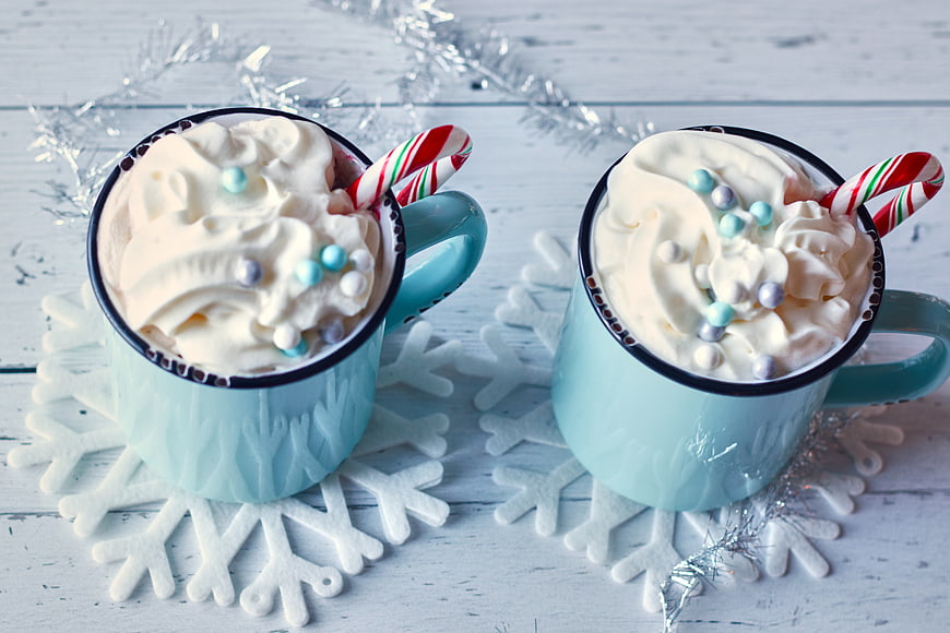 Festive Hot Cocoa with Whipped Cream and Candy Canes