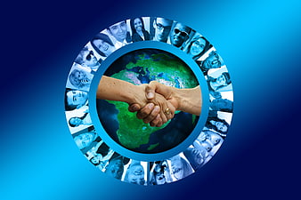 Global Business Collaboration Concept With Handshake And World Map