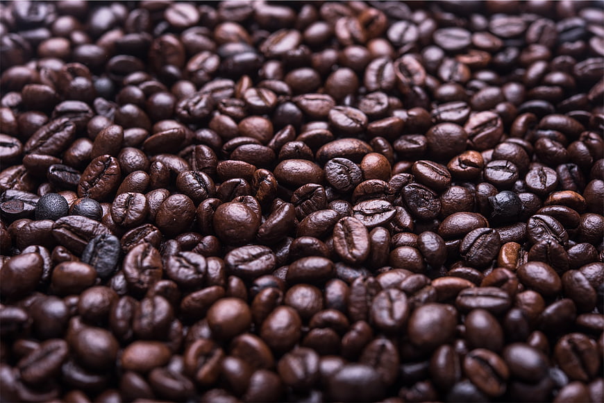 Close-up of roasted coffee beans texture background