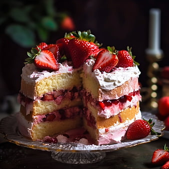 Delicious Strawberry Layer Cake with Fresh Berries