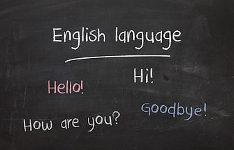 English language basics written on a black chalkboard