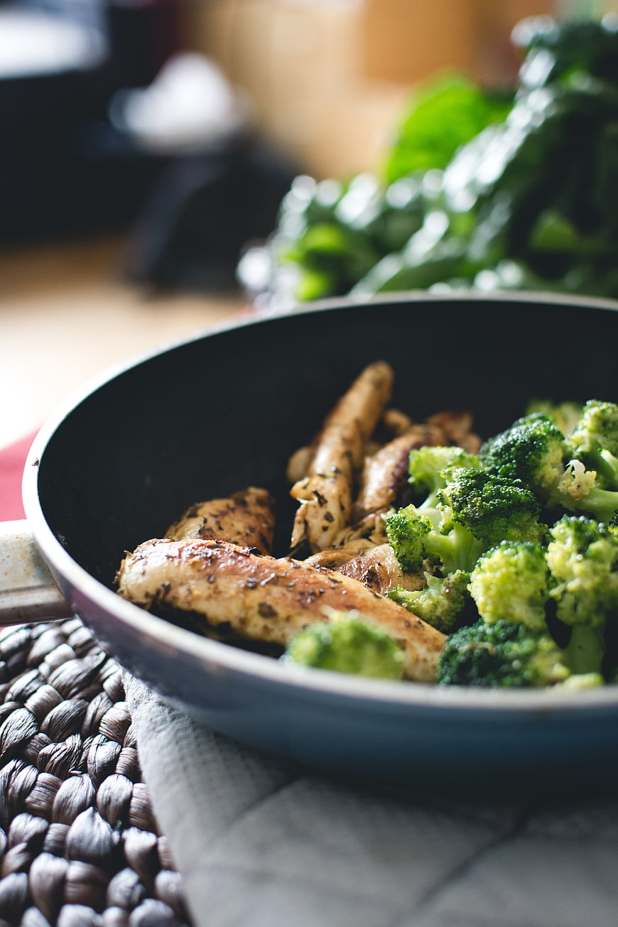 Pan-Seared Chicken and Broccoli Close-Up
