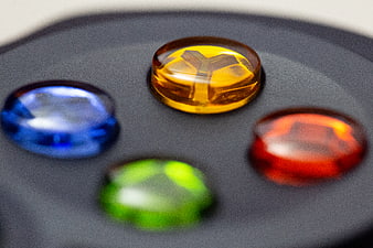 Close-up of colorful game controller buttons