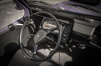 Vintage Citroën 2CV Interior with Purple Exterior