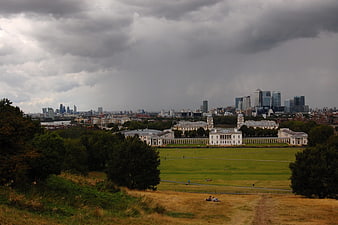 Dramatic Stormy Sky Over Greenwich Park and London Skyline